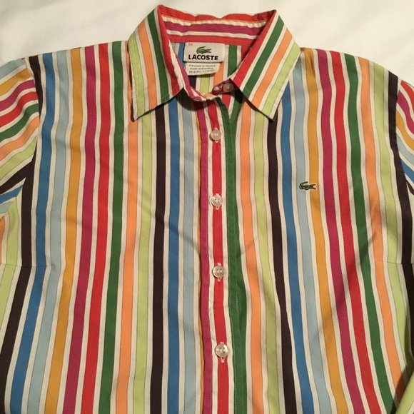 Vintage Lacoste Woman's Blouse Button Down Size 34EU Small US Flawless - Picture 3 of 9